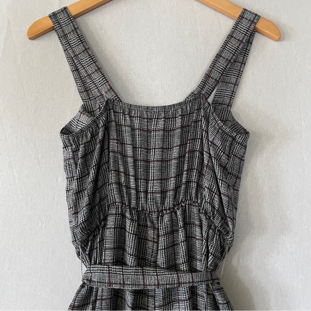 Candie's Size Small Gray Jumpsuit Plaid Wide Pants - Picture 4 of 9